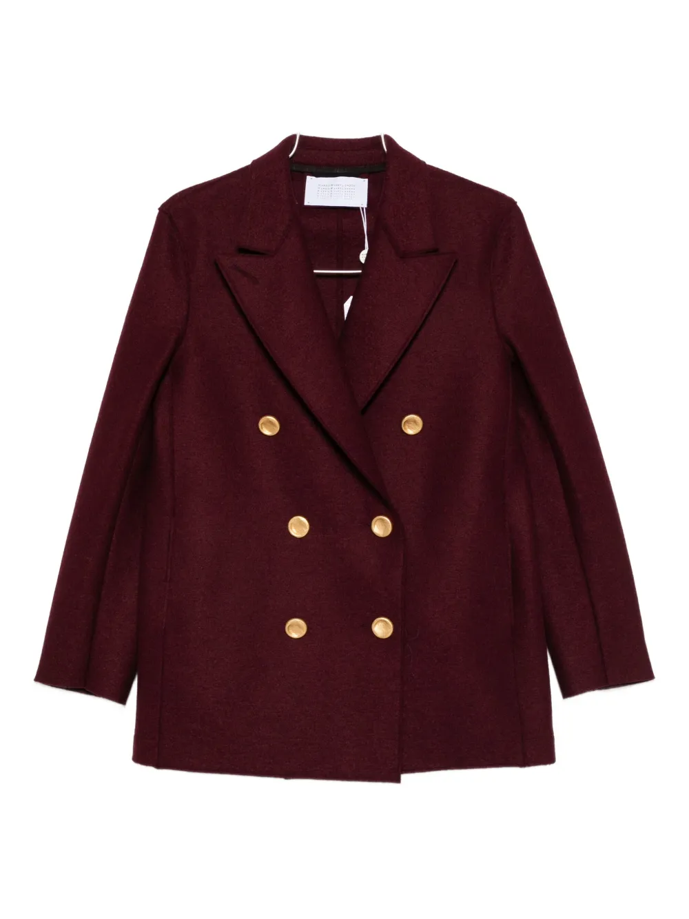 Harris Wharf London Wool Double-breasted Coat Gold Buttons In Burgundy