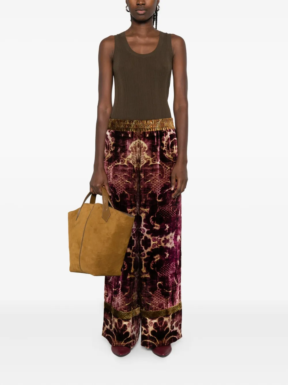 Pierre-Louis Mascia damask-pattern velvet trousers | Wide-Leg Pants | Image 2