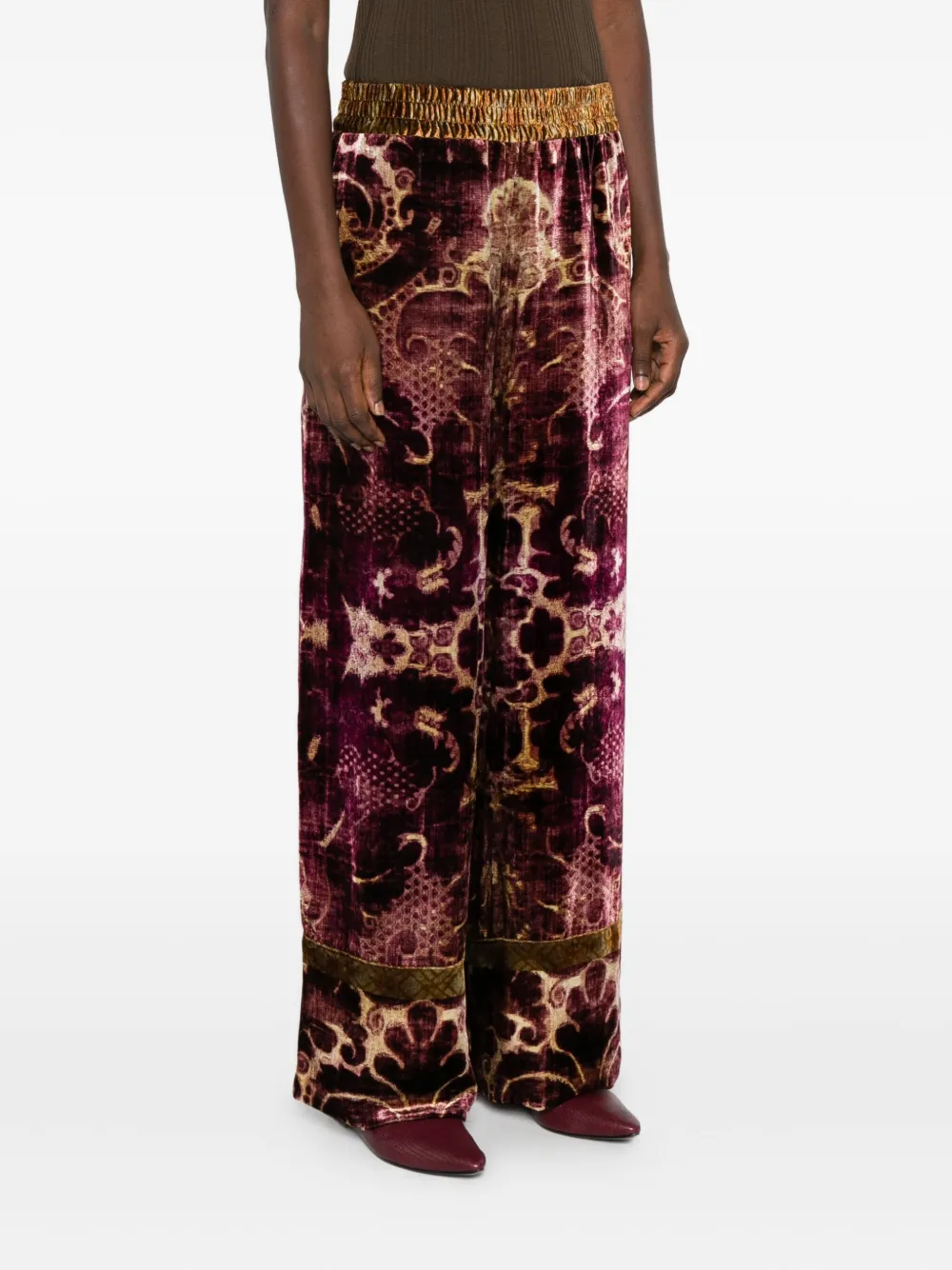 Pierre-Louis Mascia Fluwelen broek met damask-patroon Paars