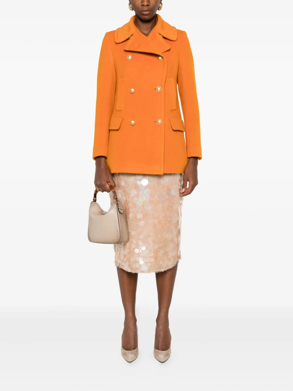 Tagliatore double-breasted gold-button coat Oranje