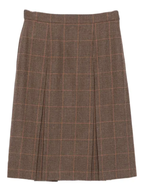 Saint Laurent pleated plaid midi skirt