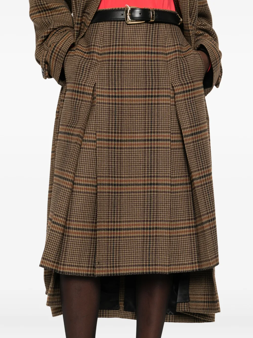 Saint Laurent pleated plaid midi skirt Bruin