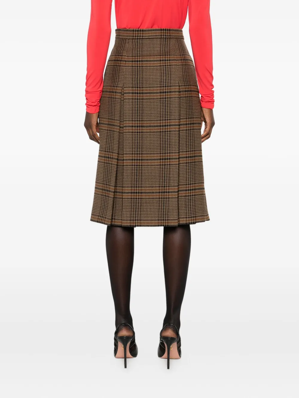 Saint Laurent pleated plaid midi skirt Bruin