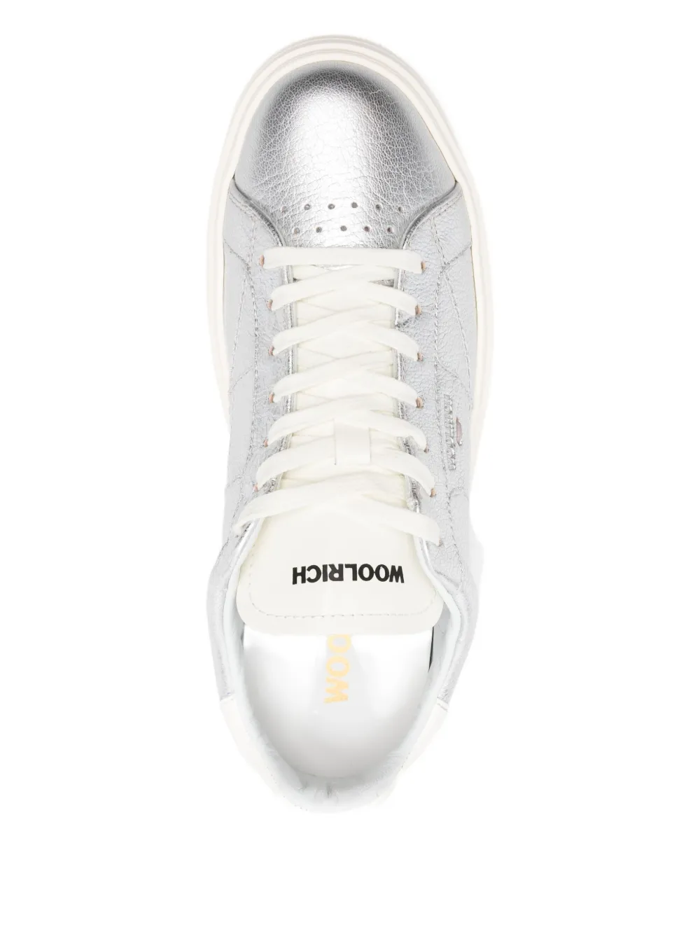 Woolrich Arrow metallic-leather platform sneakers Grijs