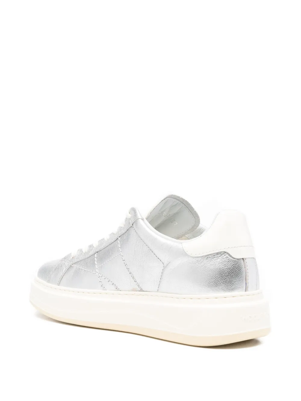 Woolrich Arrow metallic-leather platform sneakers Grijs