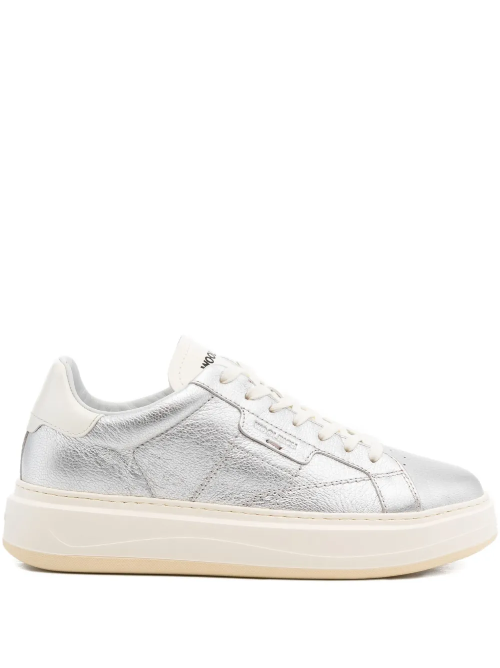 Woolrich Arrow metallic-leather platform sneakers Grijs