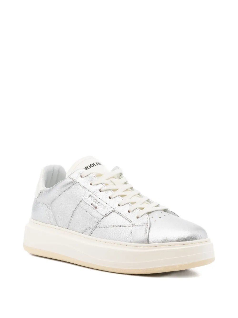 Woolrich Arrow metallic-leather platform sneakers - Grijs