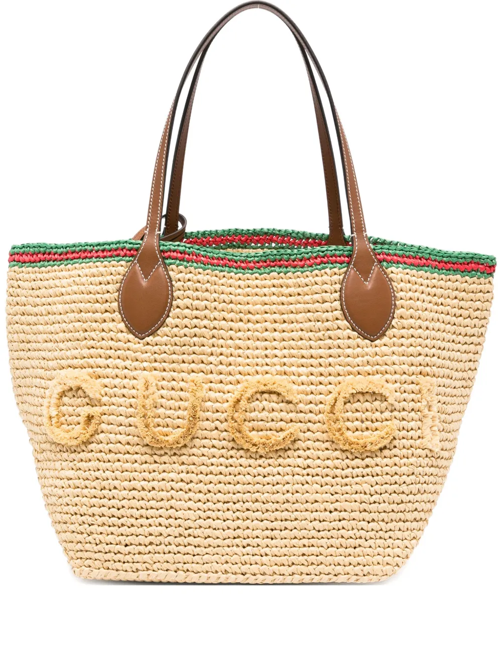 Gucci Logo-Tote Bag mit Lederbesatz - Nude