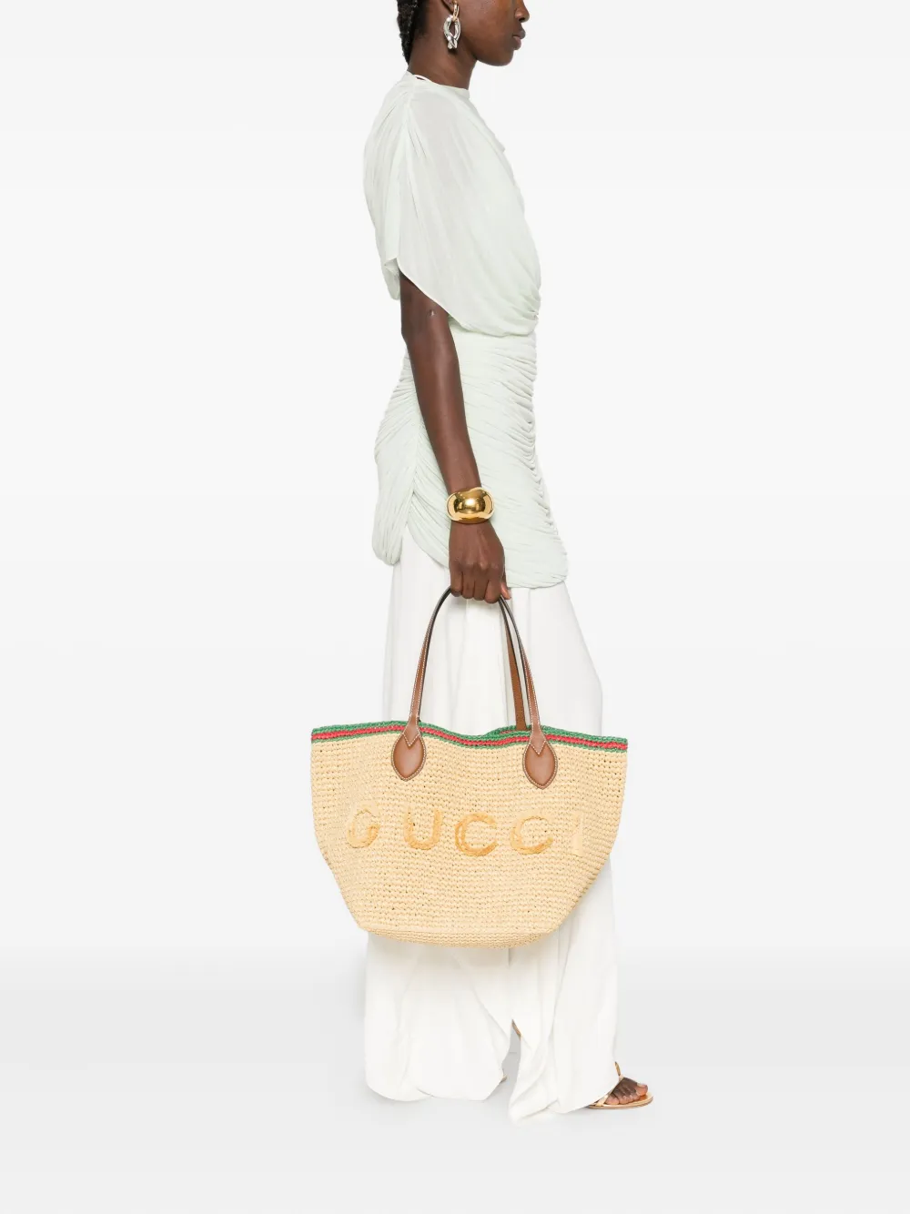 Gucci Shopper met leren afwerking en logodetail - Beige