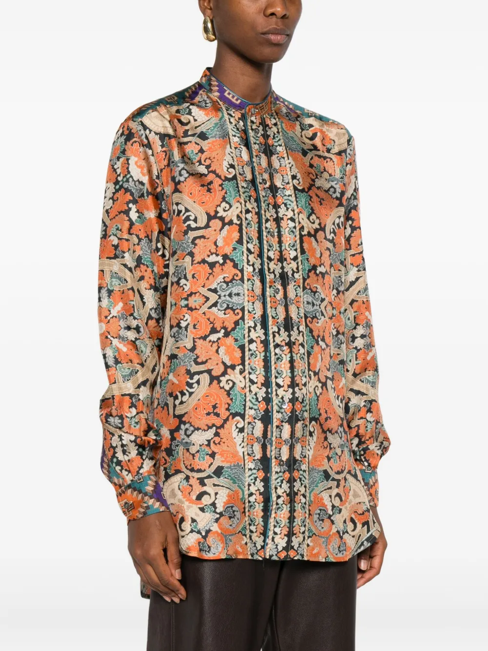 Pierre-louis Mascia Pierre Louis Mascia Printed Silk Shirt In Orange