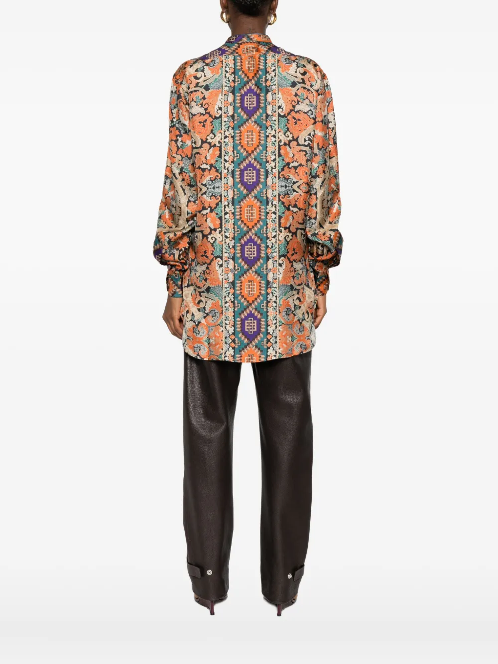 Pierre-louis Mascia Pierre Louis Mascia Printed Silk Shirt In Orange