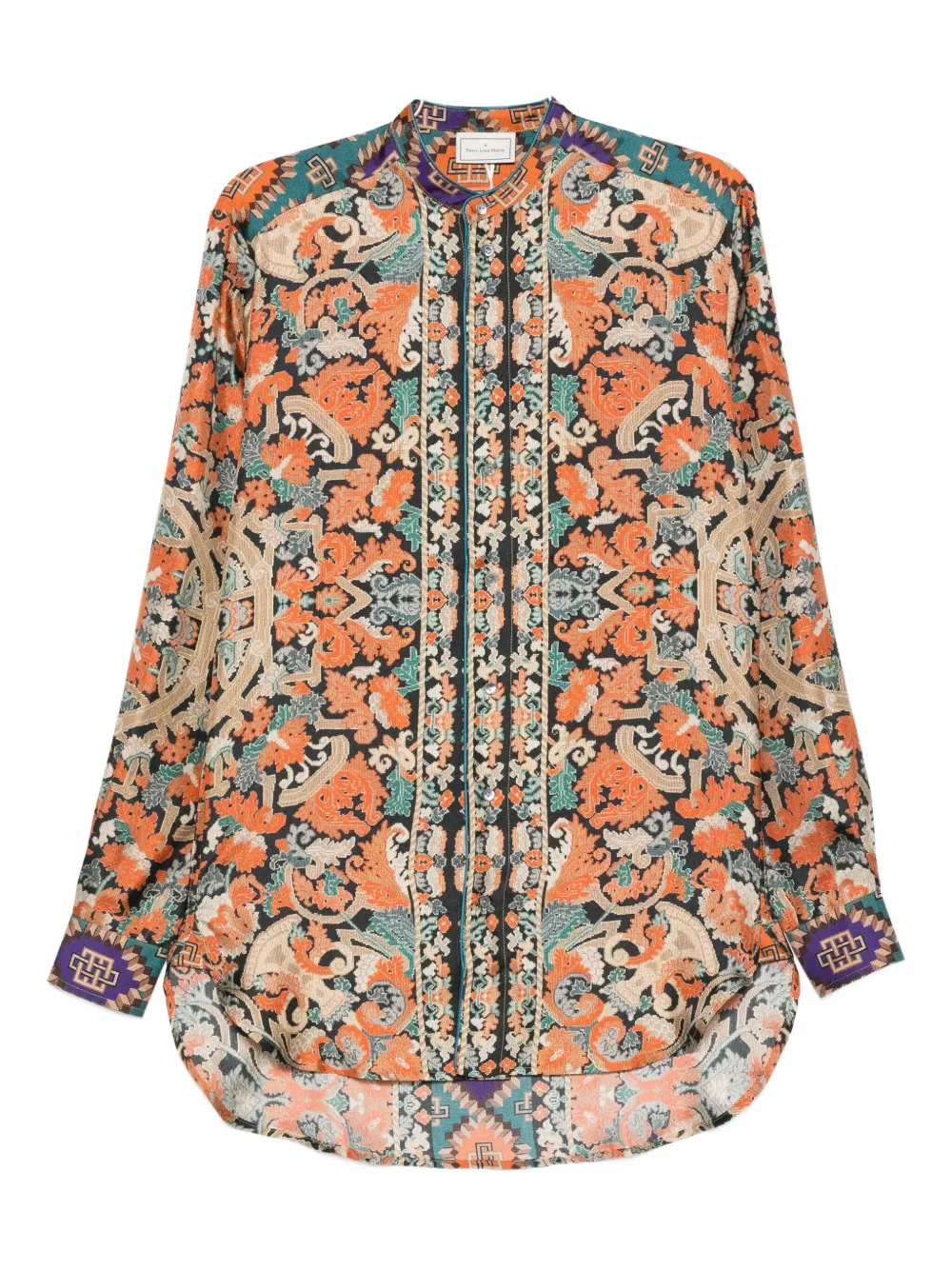 Pierre-louis Mascia Pierre Louis Mascia Printed Silk Shirt In Orange