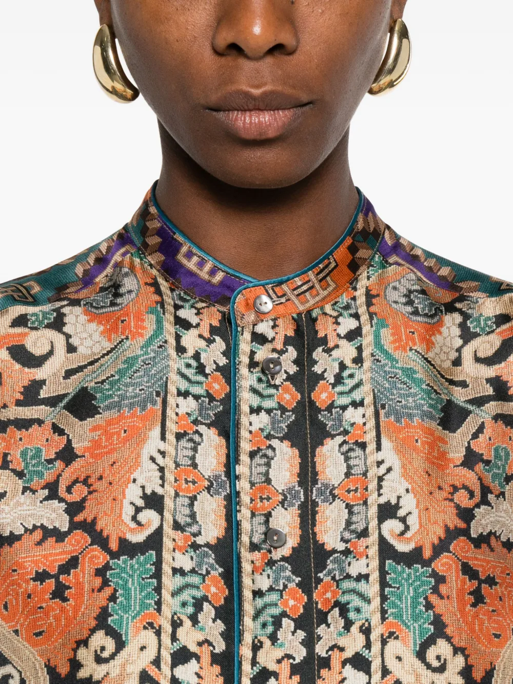 Pierre-Louis Mascia Aloe blouse met ronde hoge hals Oranje