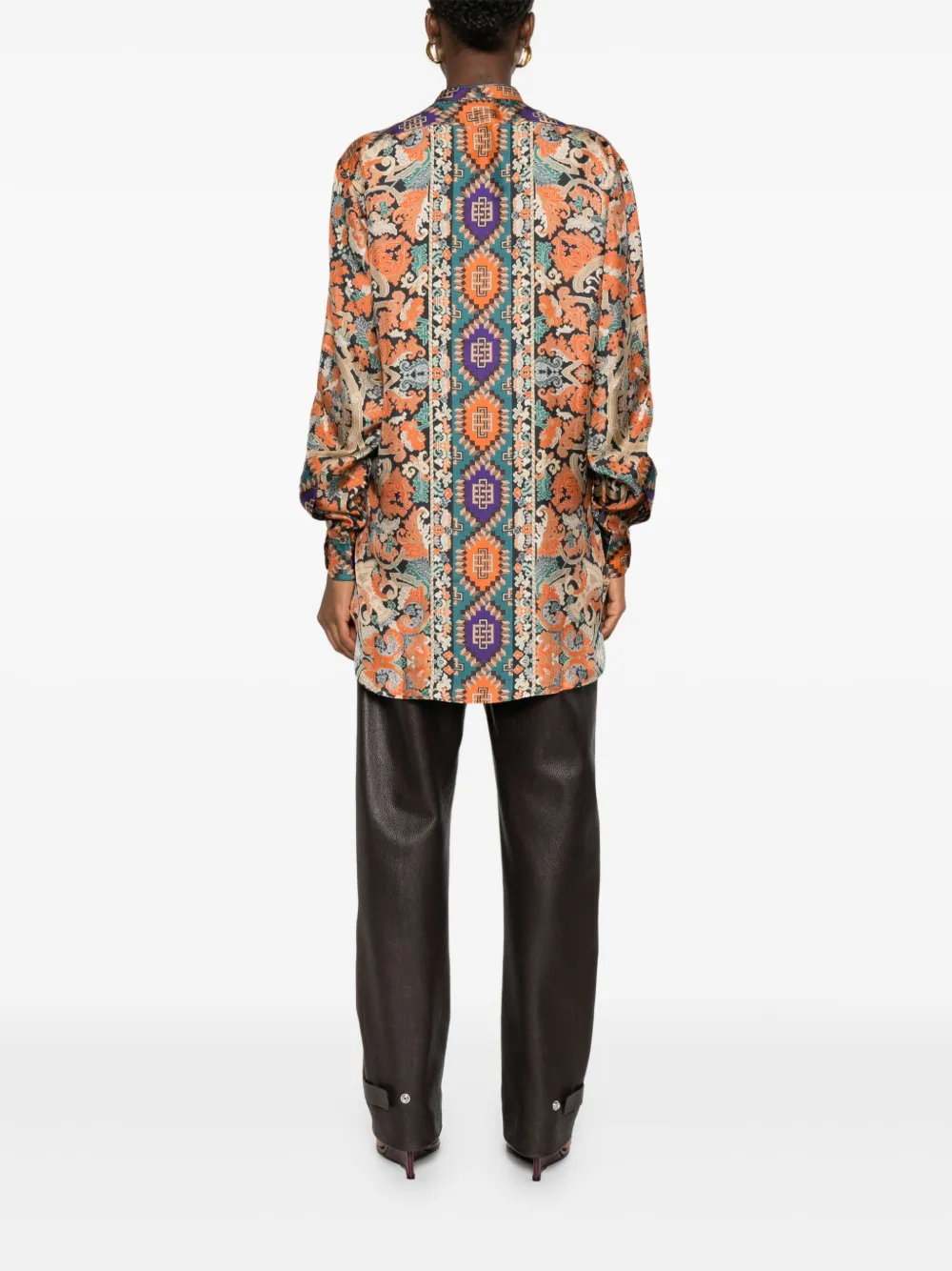 Pierre-Louis Mascia Aloe blouse met ronde hoge hals Oranje