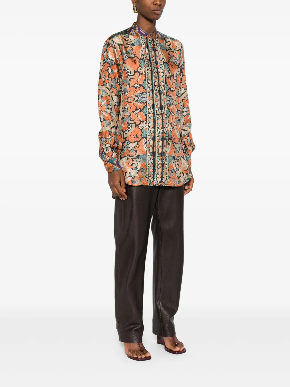 Pierre-Louis Mascia Aloe blouse met ronde hoge hals Oranje