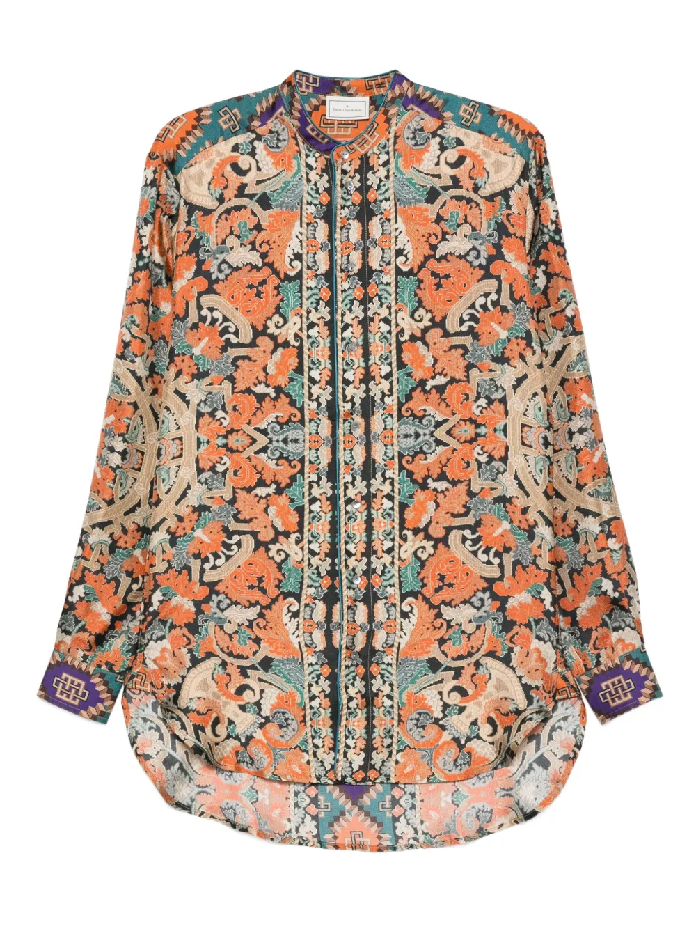 Pierre-Louis Mascia Aloe mandarin-collar shirt | Orange | Image 1