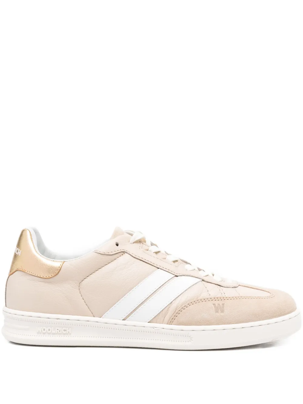 Woolrich Doubleu leather-stripe sneakers Beige
