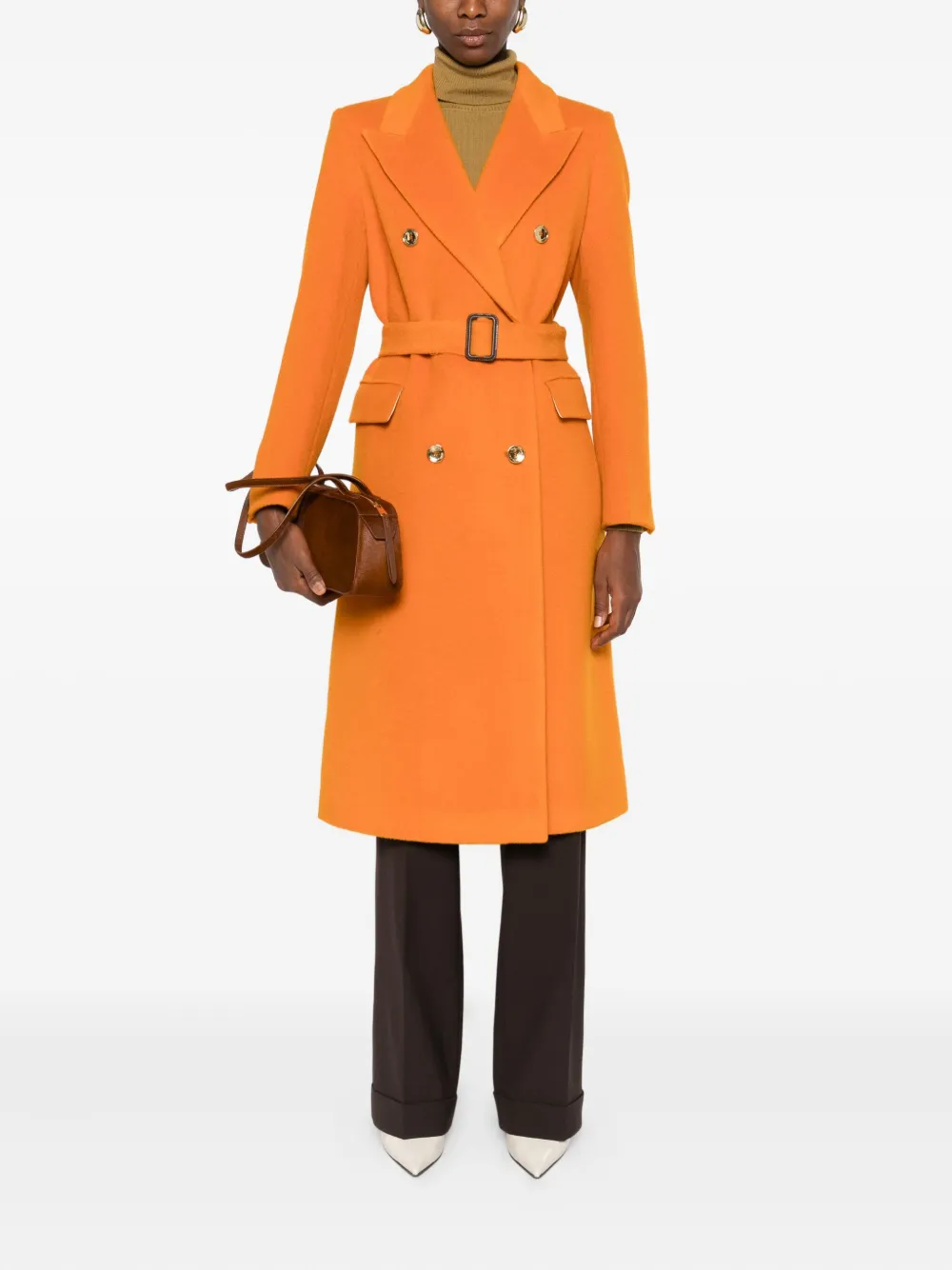 Tagliatore belted double-breasted coat Oranje