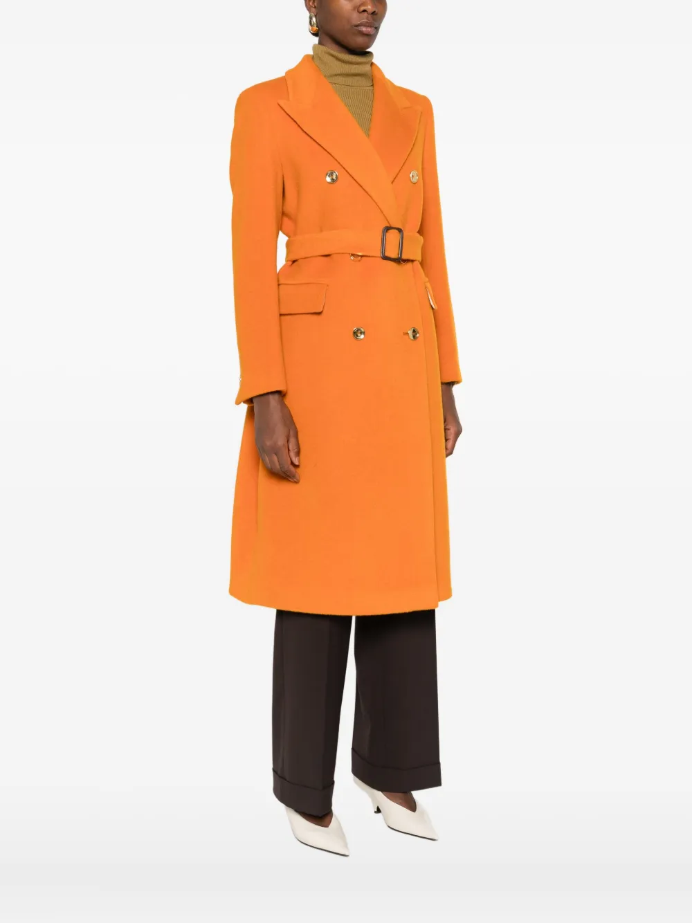 Tagliatore belted double-breasted coat Oranje