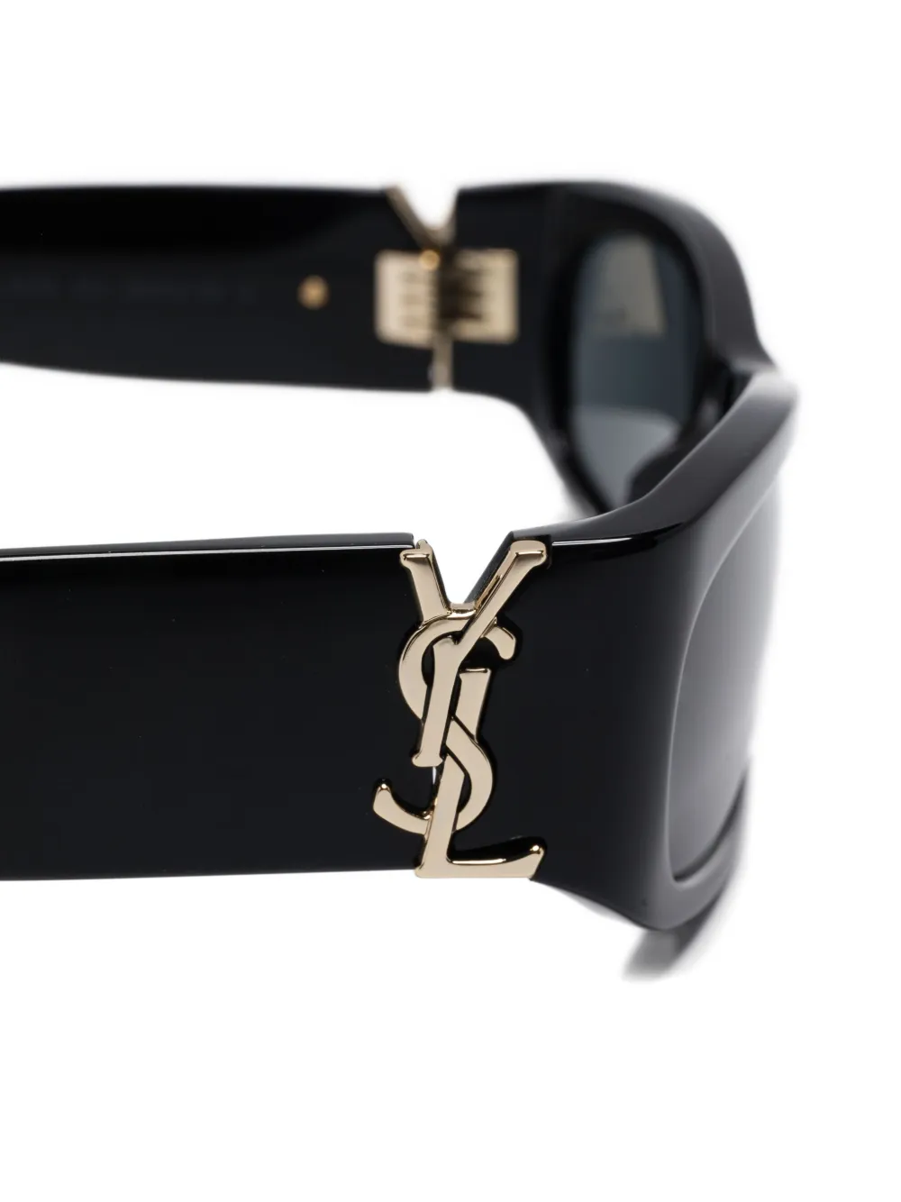 Saint Laurent Zonnebril met rechthoekig montuur en logo Zwart