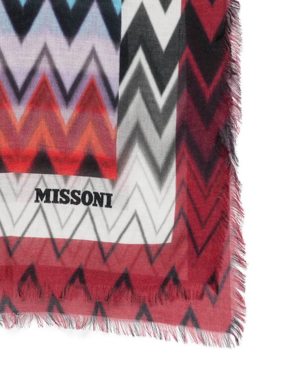 Missoni Zigzag Frayed-edge Scarf In Red