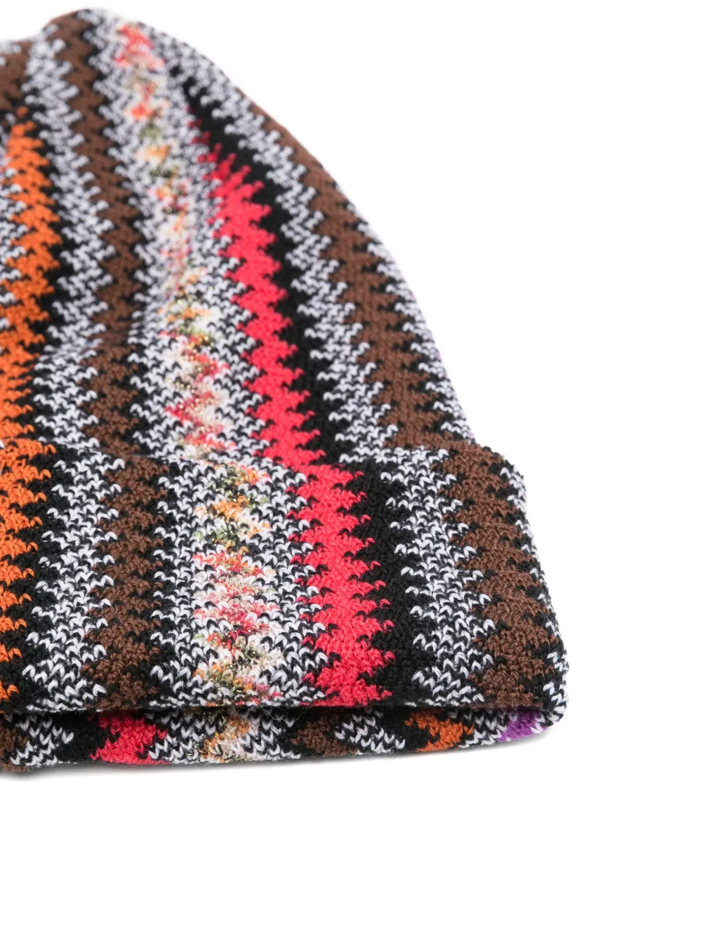 Missoni Zigzag Wool Beanie In Brown