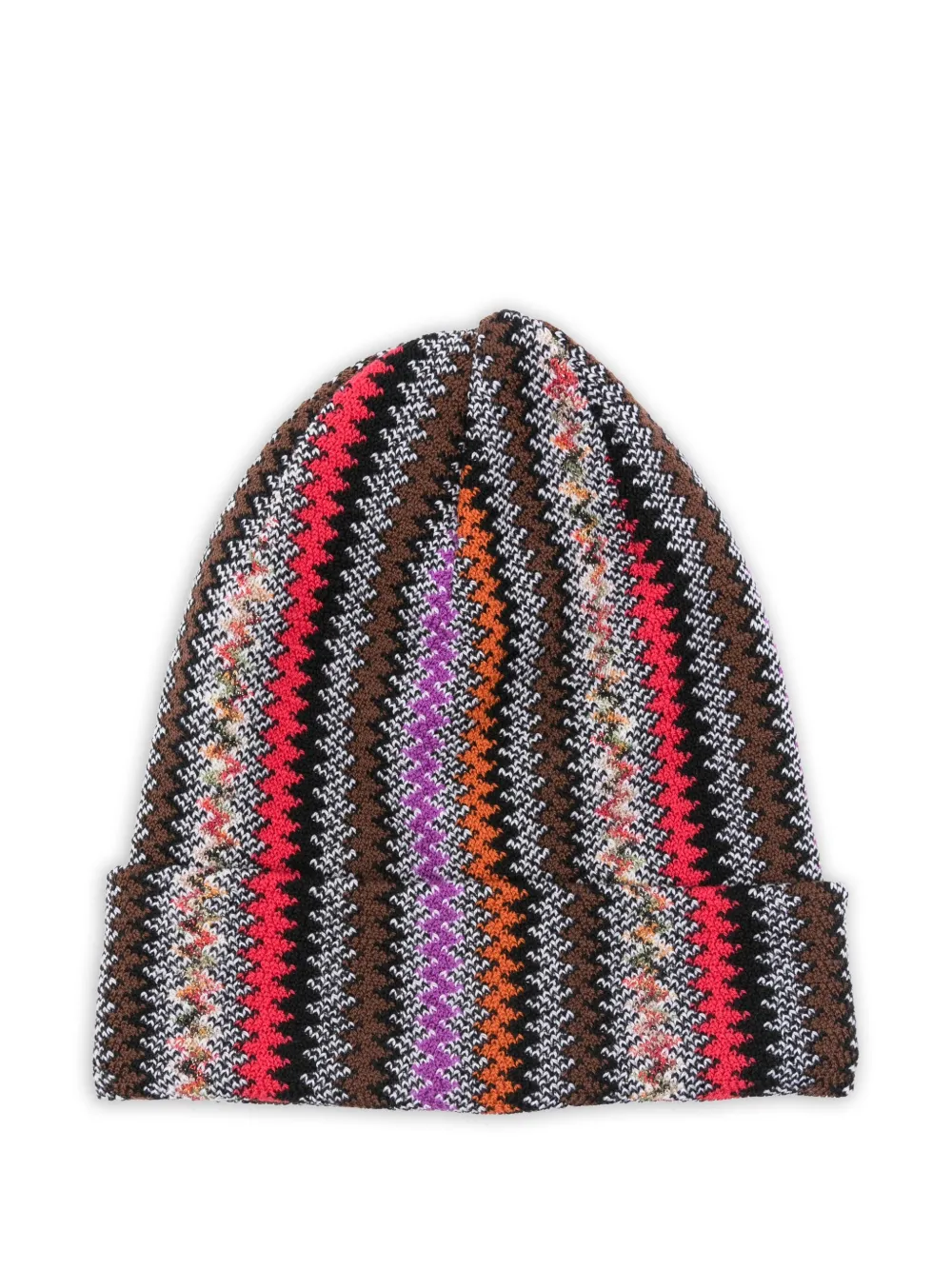 Missoni Zigzag Wool Beanie In Brown