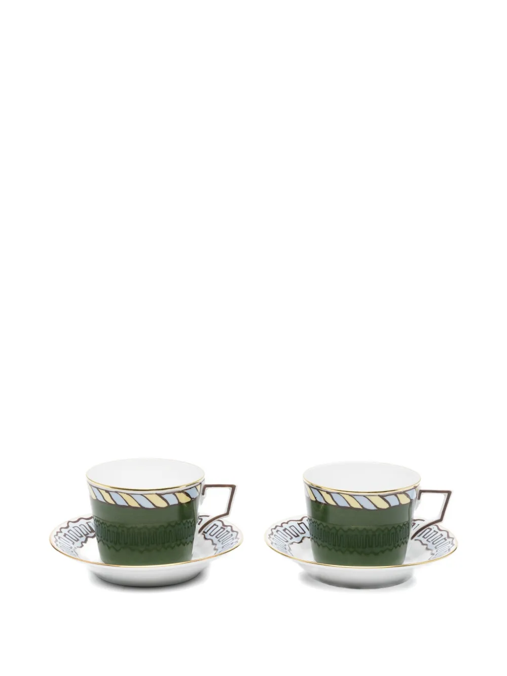 Ginori 1735 Stripe-pattern Coffee Set In Green