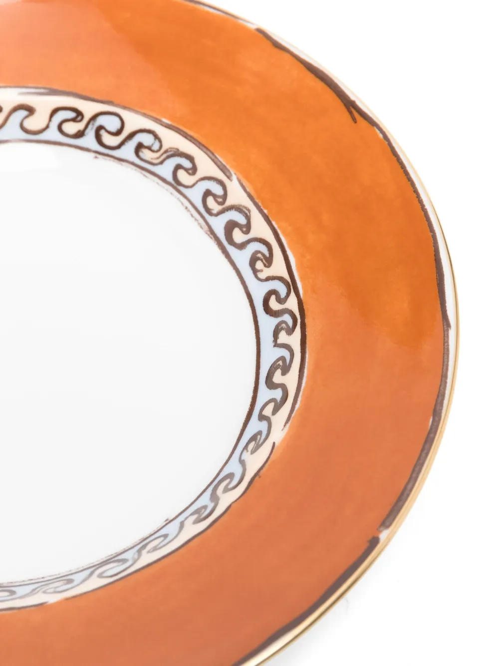 Ginori 1735 Wave-pattern Porcelain Soup Plate Set (24cm) In Orange