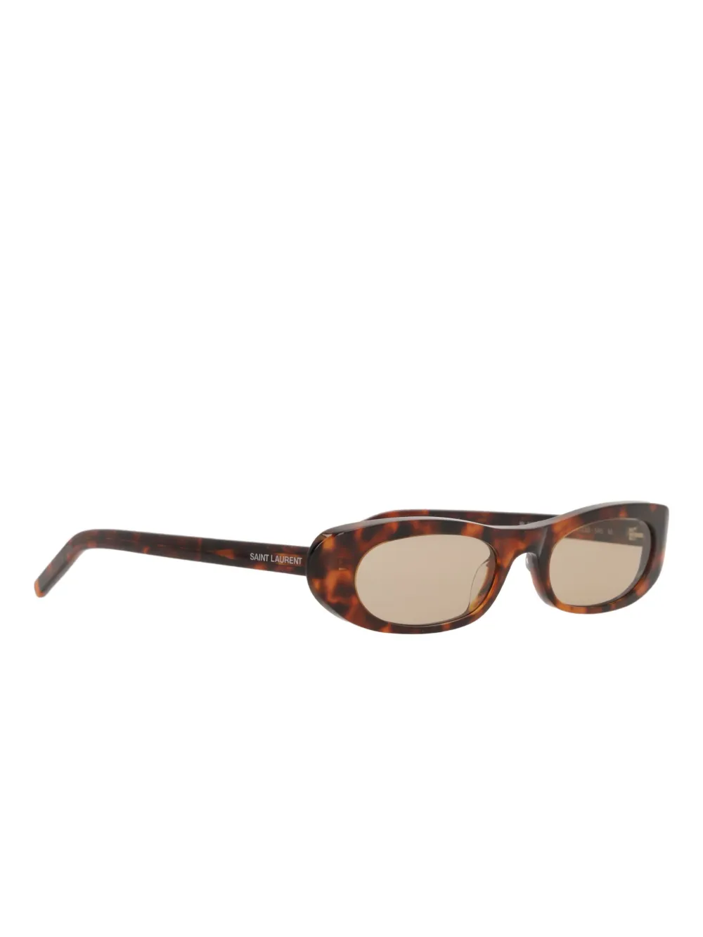 Saint Laurent Zonnebril met ovalen montuur en schildpadschild effect - Bruin