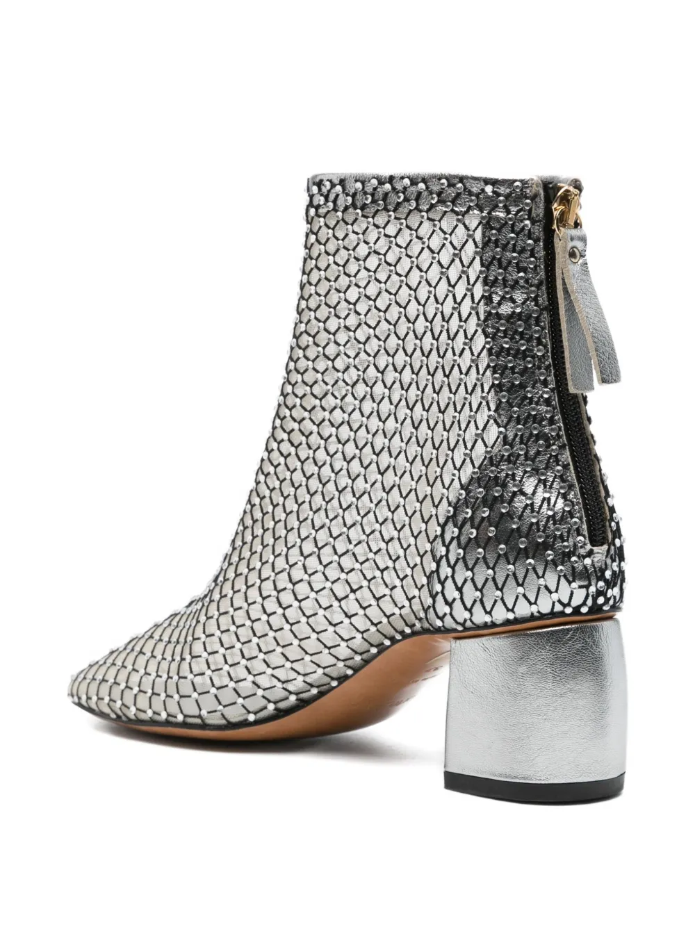 Forte mesh-panel block-heel boots Silver