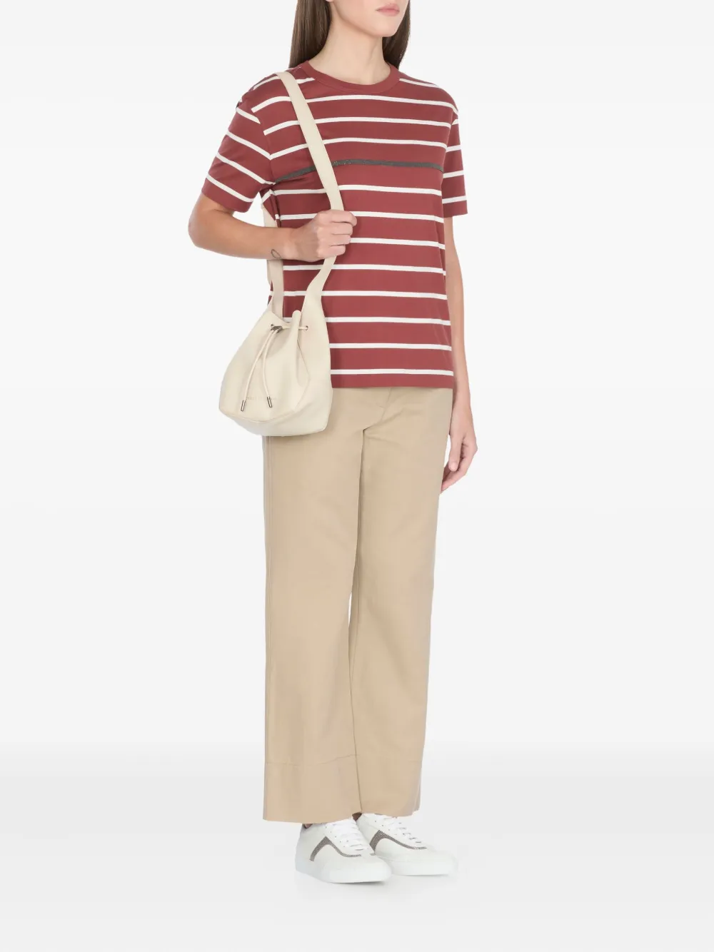 Brunello Cucinelli striped T-shirt Rood