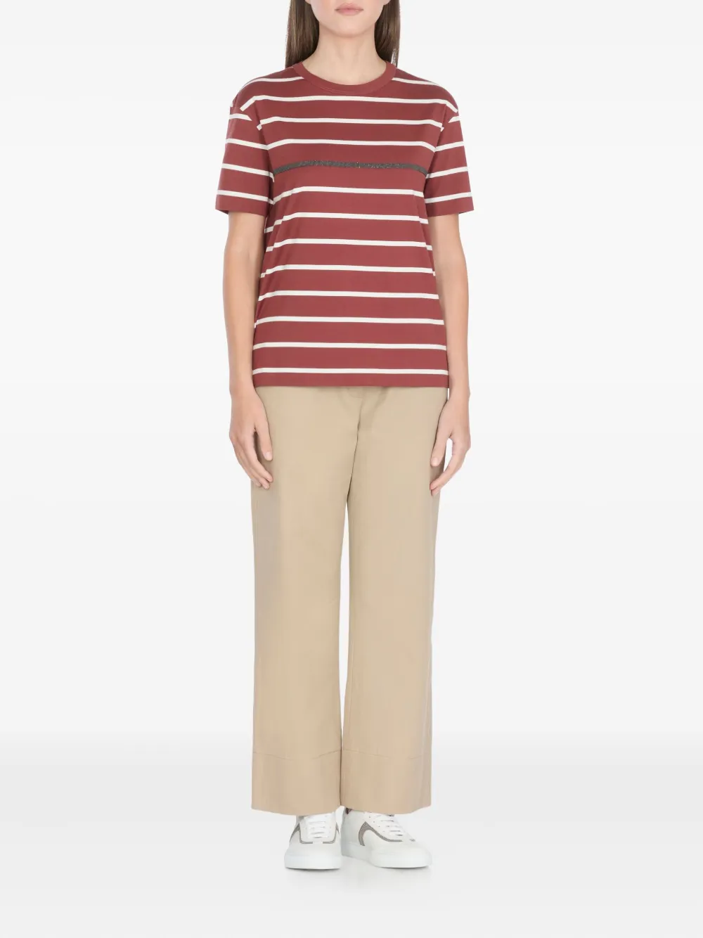 Brunello Cucinelli striped T-shirt Rood