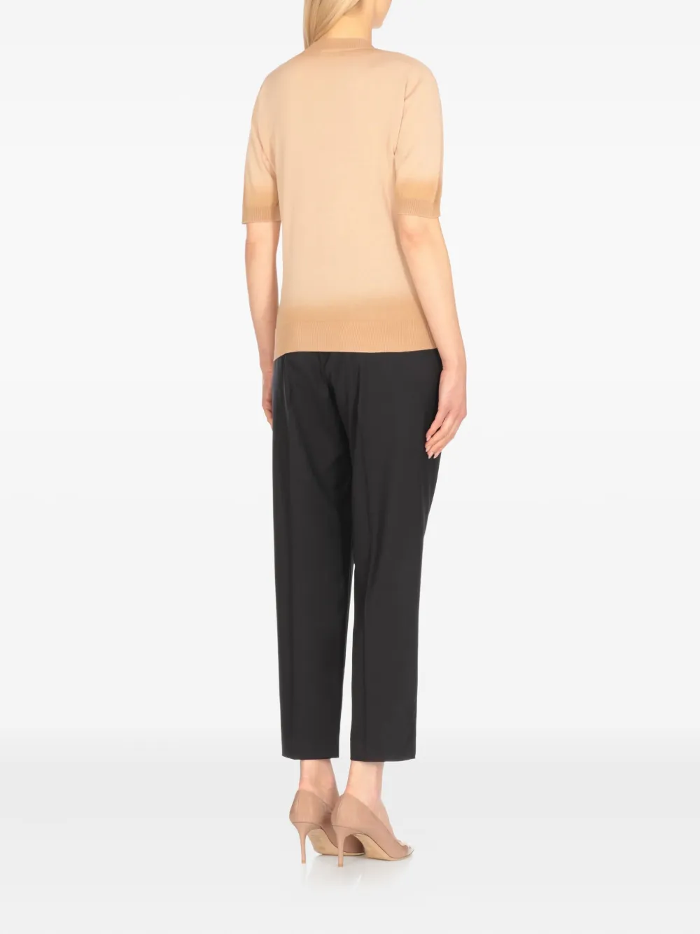 Fabiana Filippi V-neck short-sleeve cotton sweater Beige