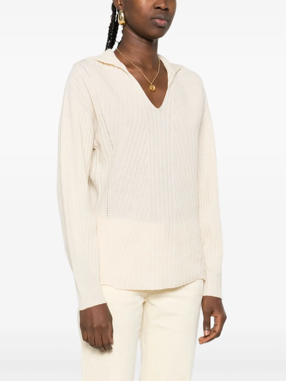 Twinset Ribbed Sweater In Neutral