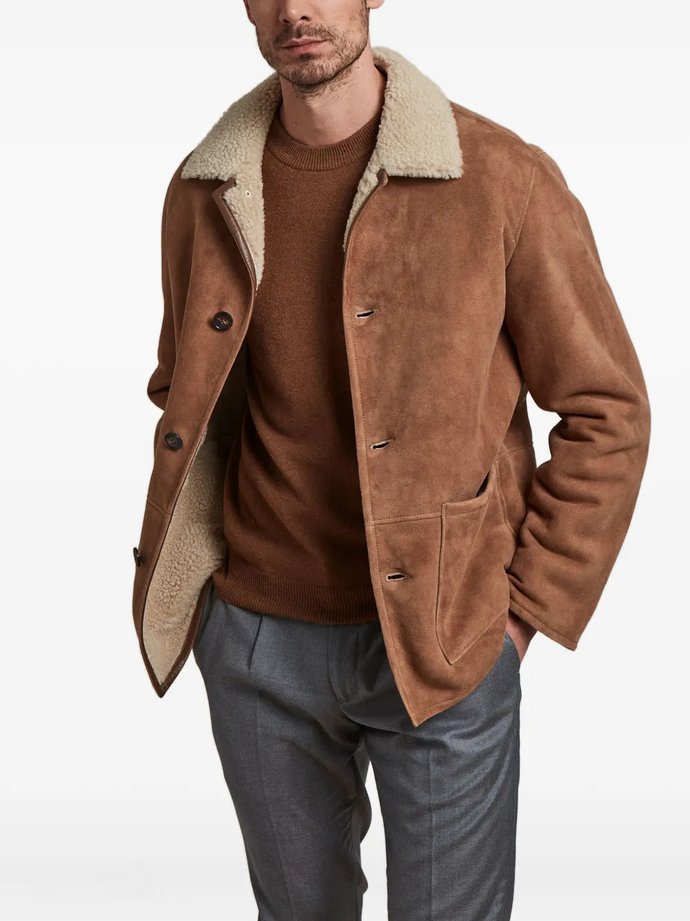 Manzoni 24 shearling button coat - Bruin