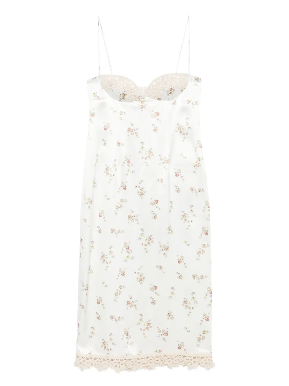 Magda Butrym Midi-jurk met kanten afwerking en bloemen Beige