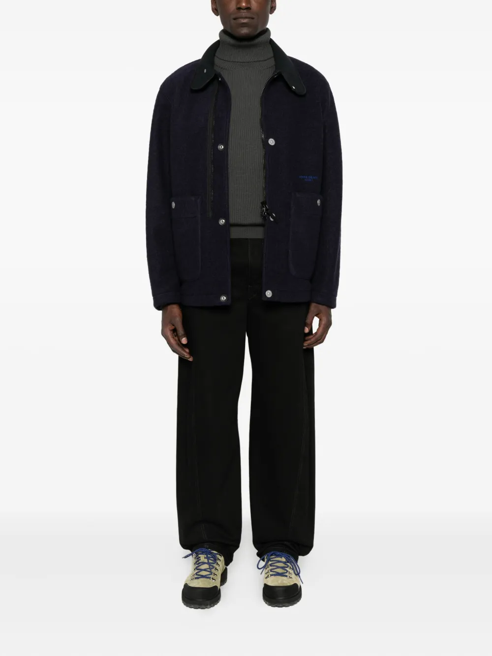 Stone Island ribbed turtleneck sweater Grijs