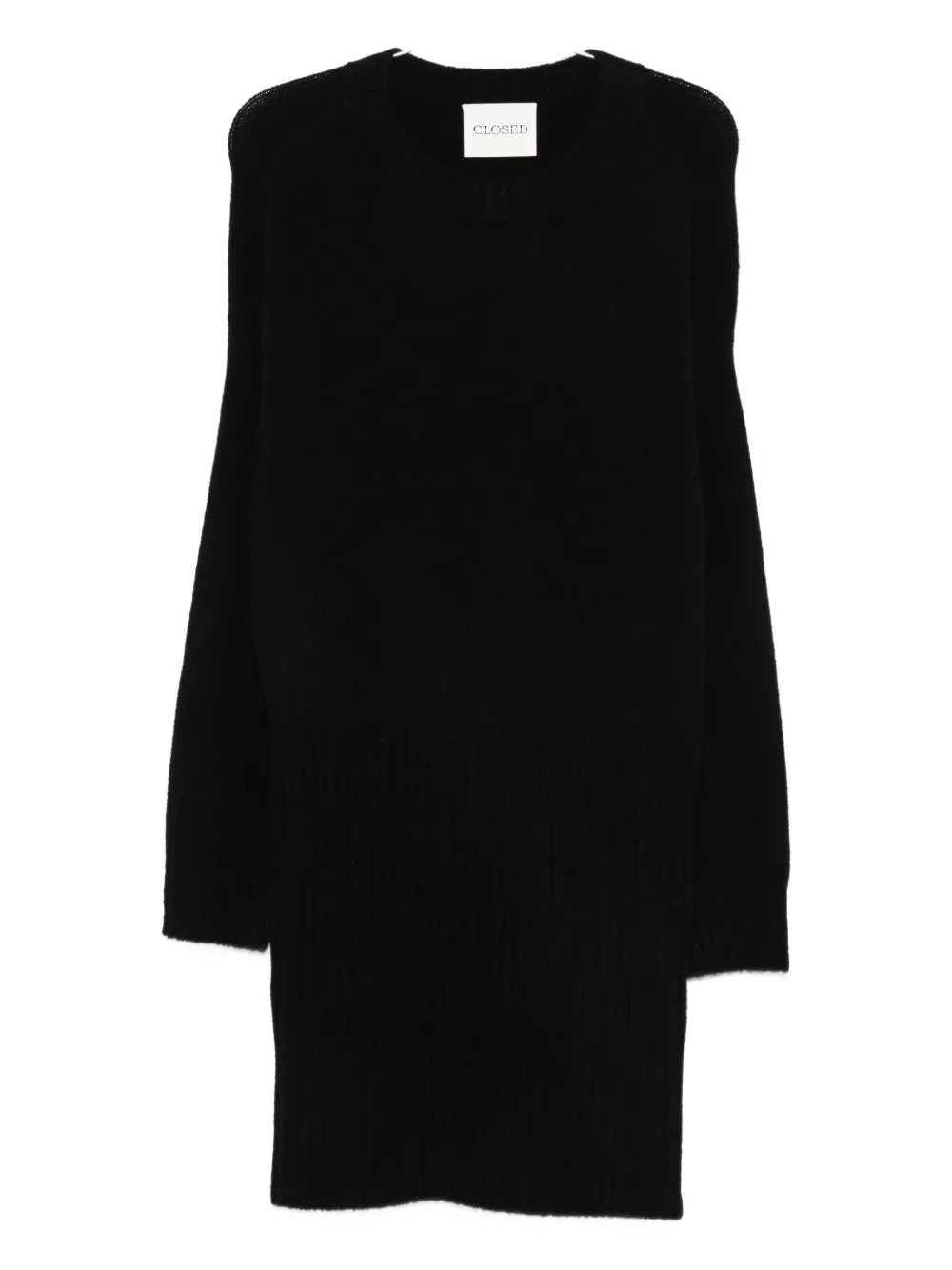 Closed crew-neck knit midi dress Zwart