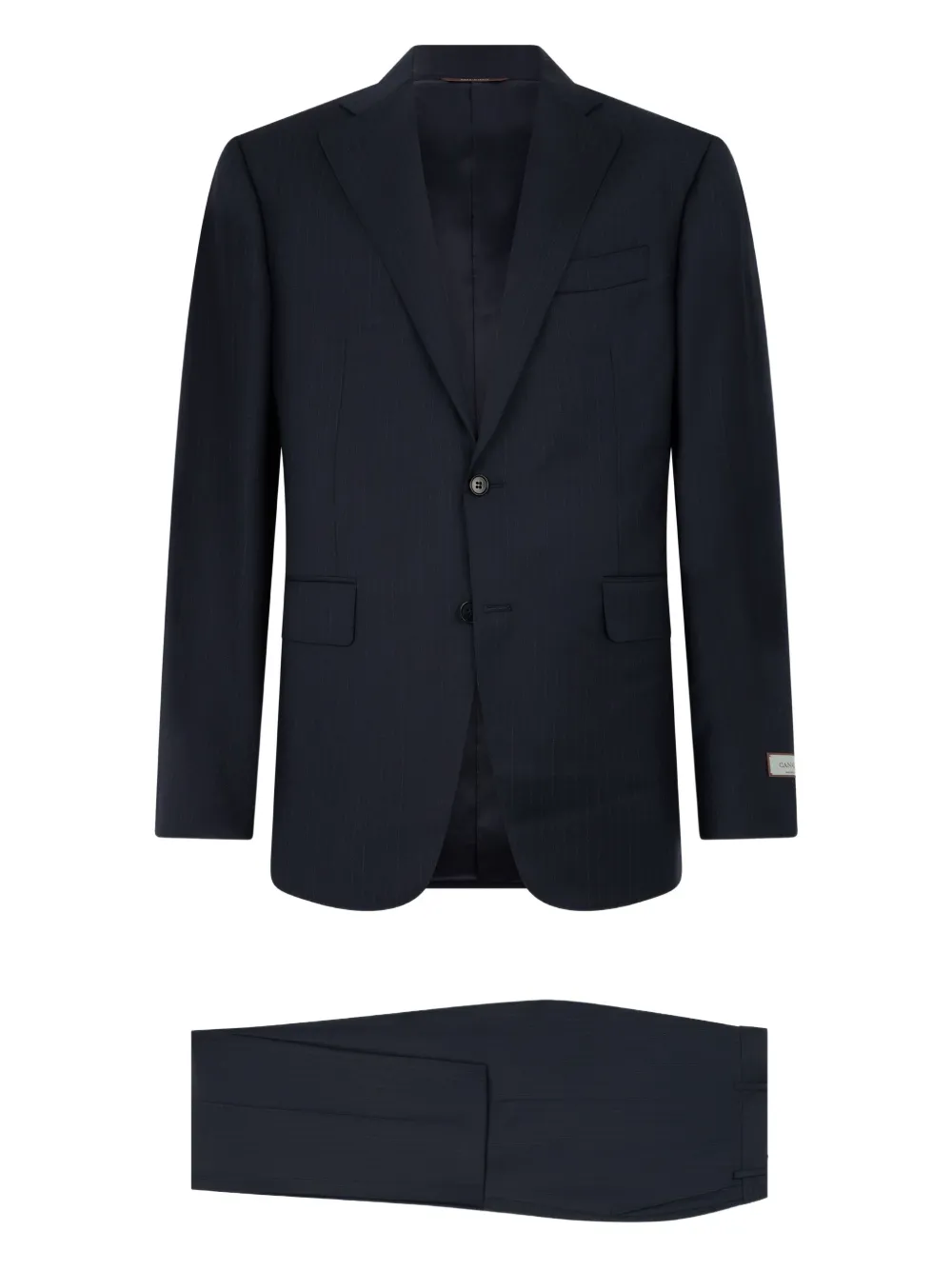 Canali two-button logo-patch suit Blauw