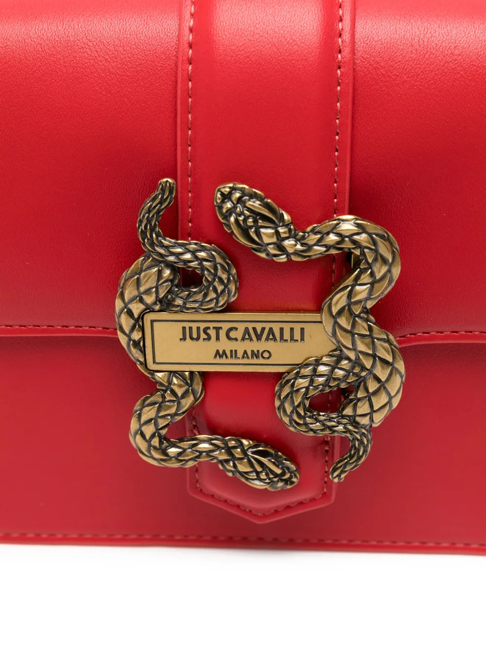 Just Cavalli Schoudertas met slangengesp Rood