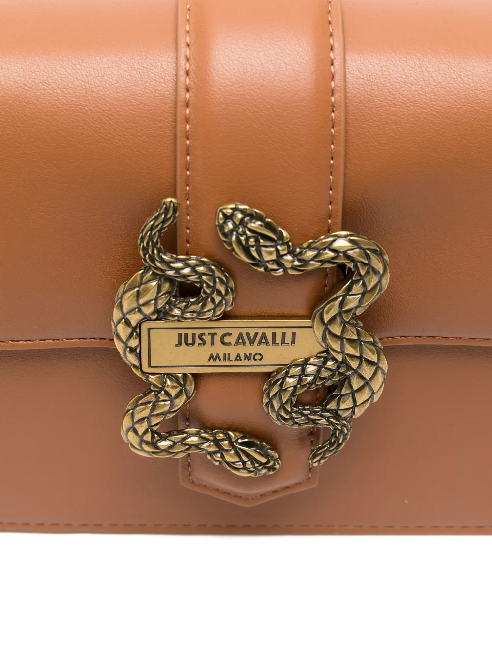 Just Cavalli Schoudertas met slangengesp Bruin