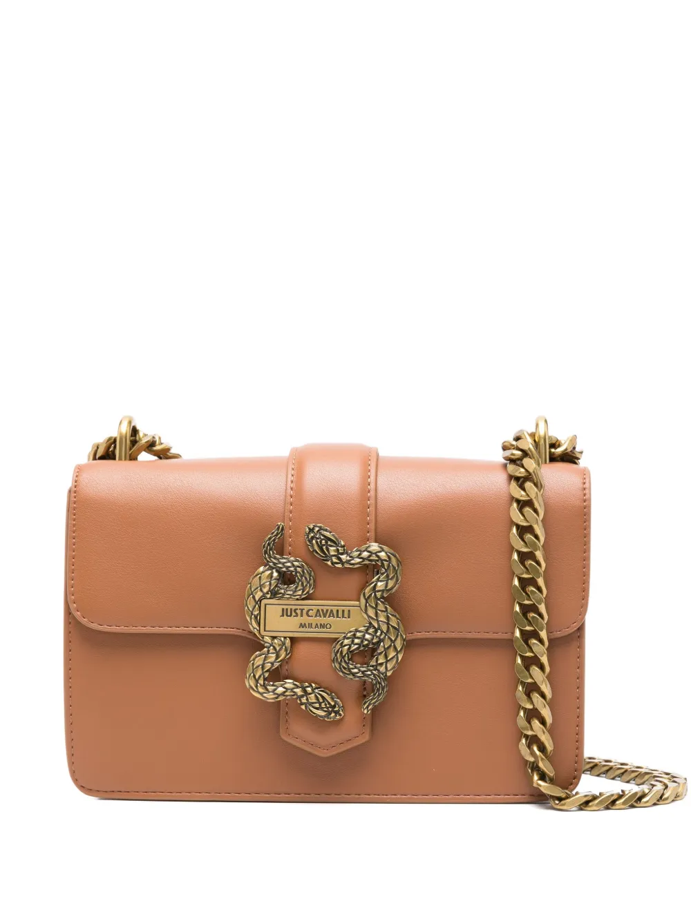 Just Cavalli Schoudertas met slangengesp Bruin