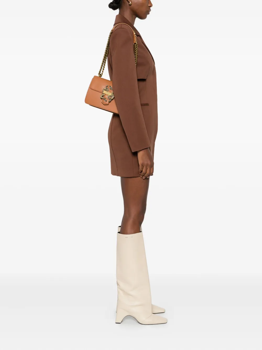 Just Cavalli snake-buckle shoulder bag - Bruin
