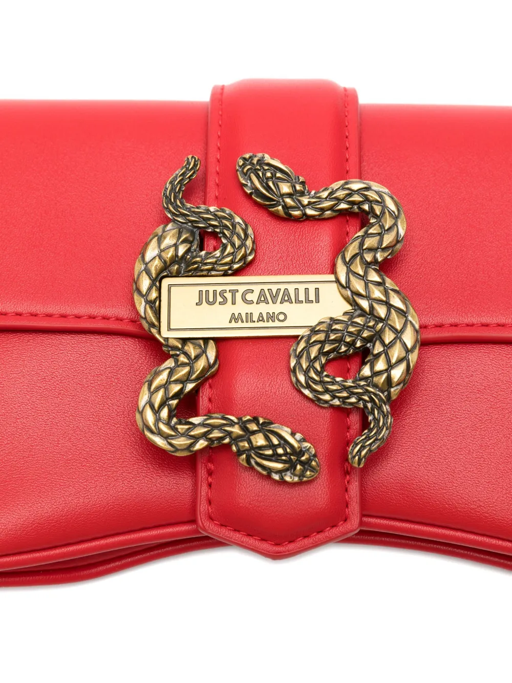 Just Cavalli Schoudertas met slangengesp Rood