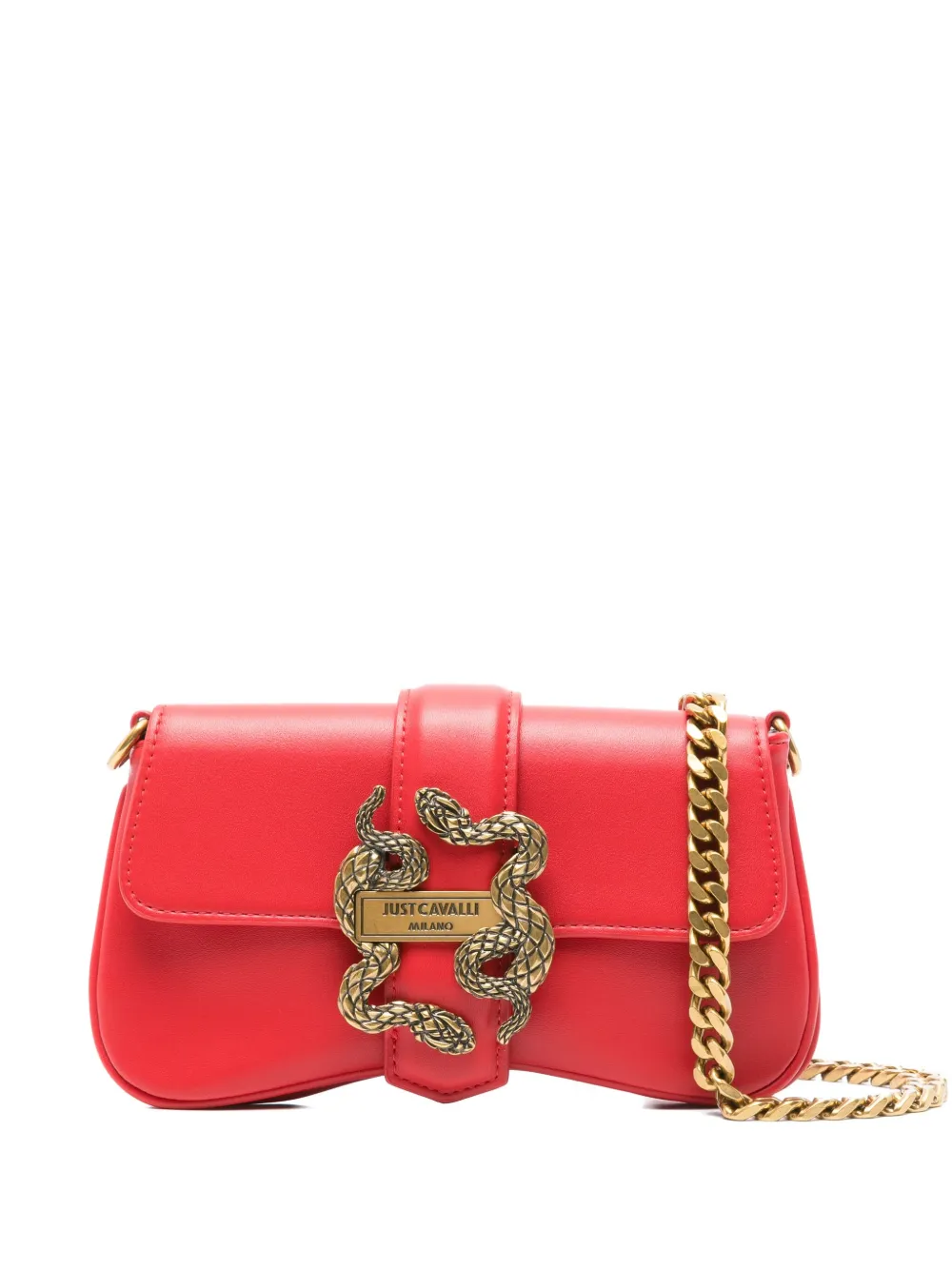 Just Cavalli Schoudertas met slangengesp Rood