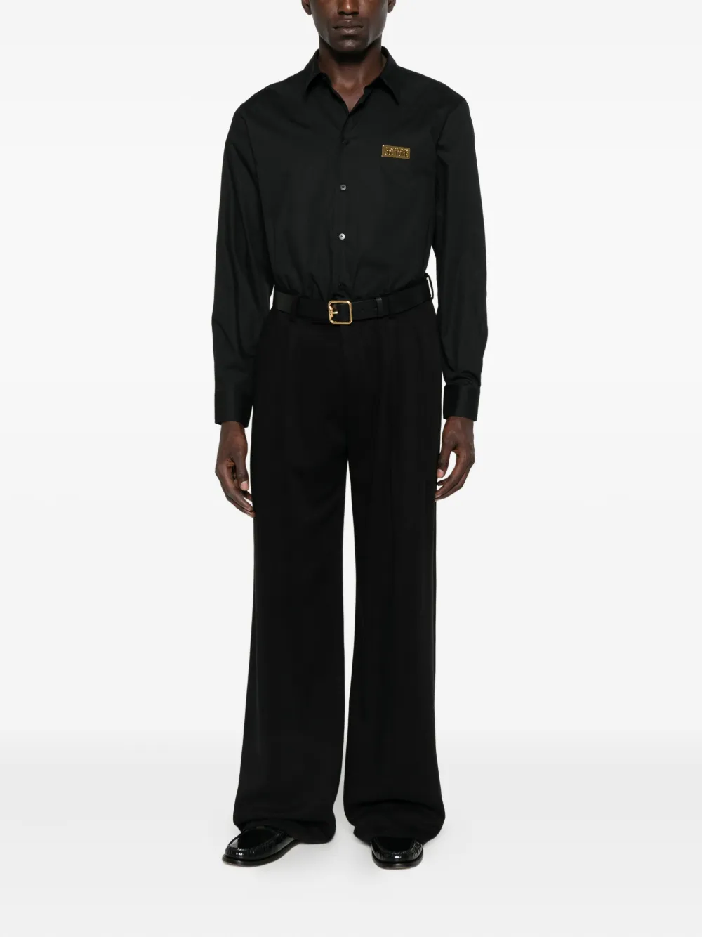 Versace Jeans Couture logo-plaque cotton shirt - Zwart