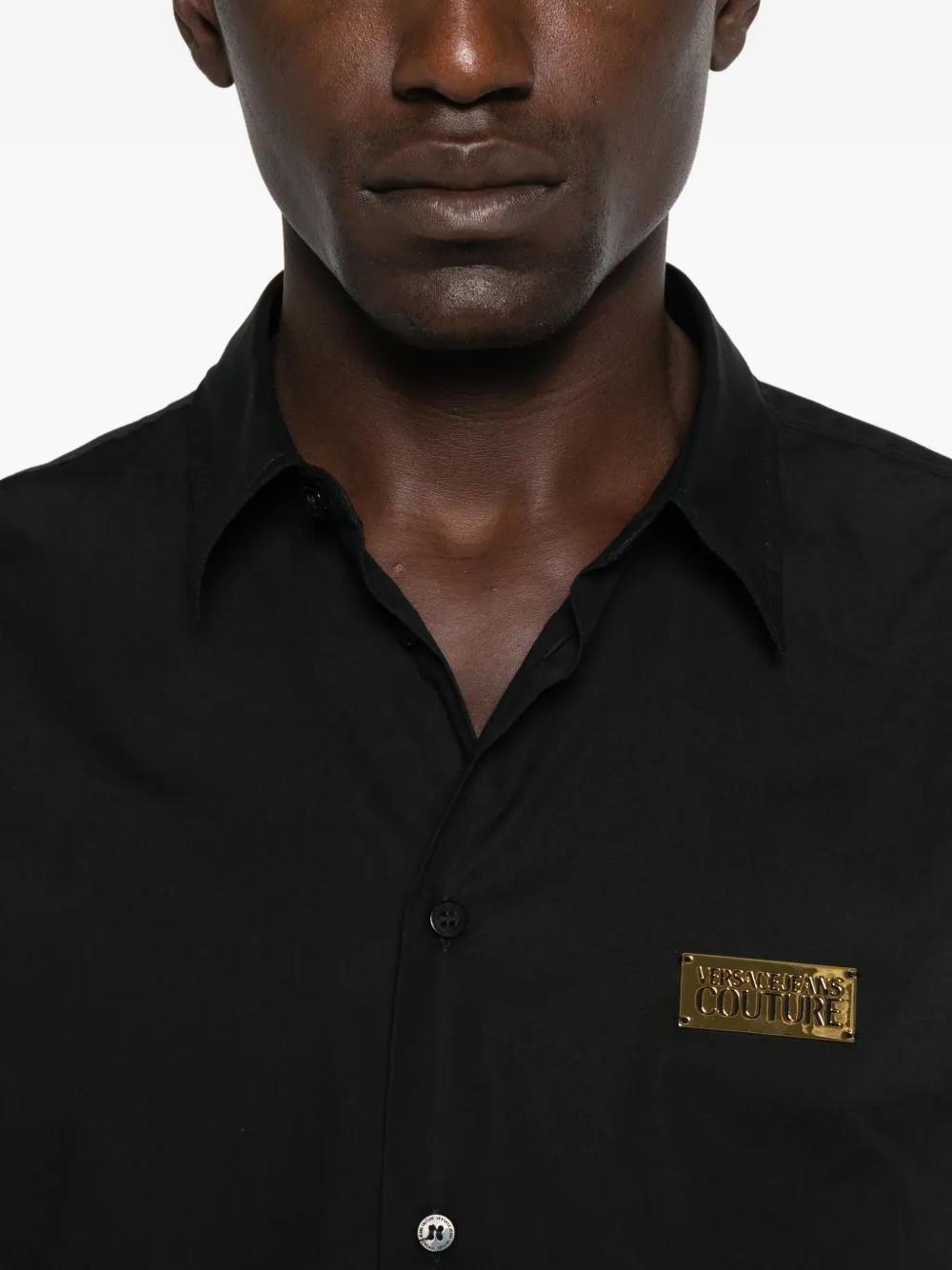 Versace Jeans Couture Overhemd met logoplakkaat Zwart