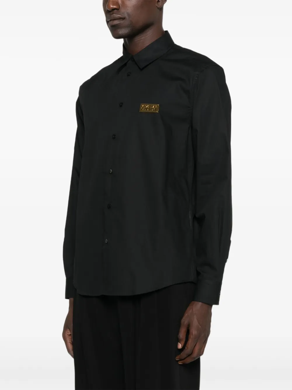 Versace Jeans Couture Overhemd met logoplakkaat Zwart