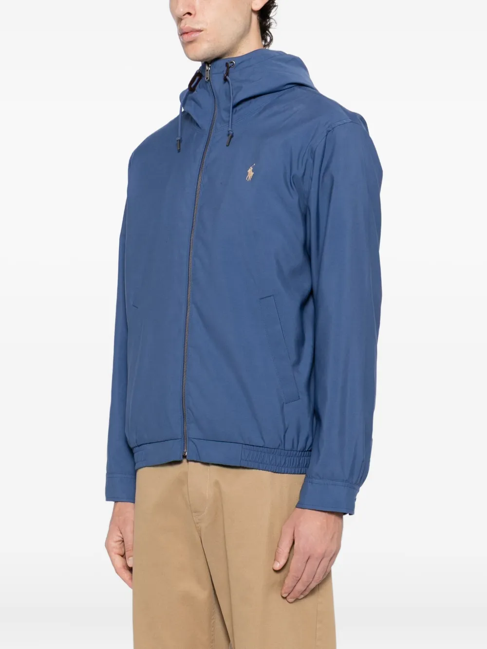 Polo Ralph Lauren Water-repellent Hooded Harrington Jacket In Blue